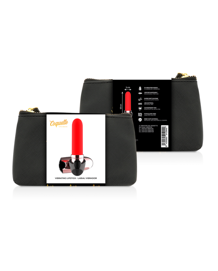 COQUETTE CHIC DESIRE - VIBRATEUR RECHARGEABLE ROUGE A LÈVRES NOIR/ OR