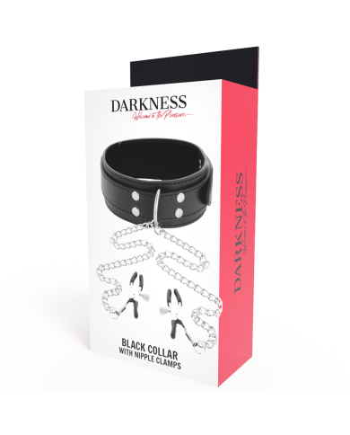 DARKNESS - COLLIER AVEC PINCES NIPPLE NOIR