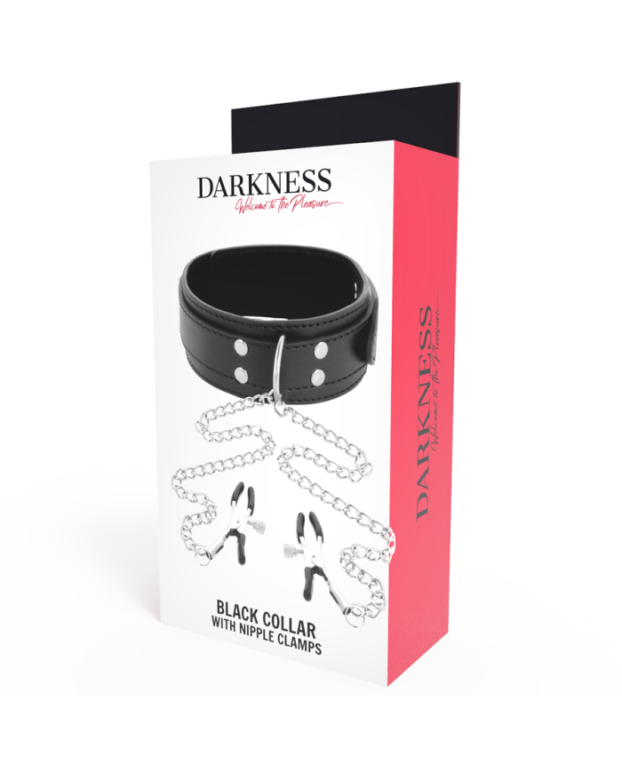 DARKNESS - COLLIER AVEC PINCES NIPPLE NOIR
