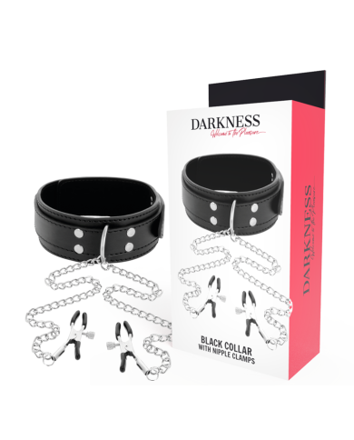 DARKNESS - COLLIER AVEC PINCES NIPPLE NOIR