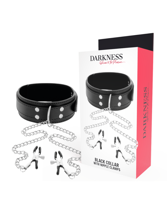 DARKNESS - COLLIER AVEC PINCES NIPPLE NOIR