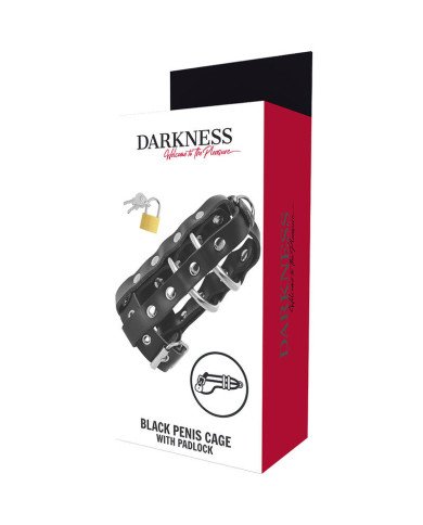 DARKNESS - CAGE DE CHASTETÉ EN CUIR AVEC SERRURE