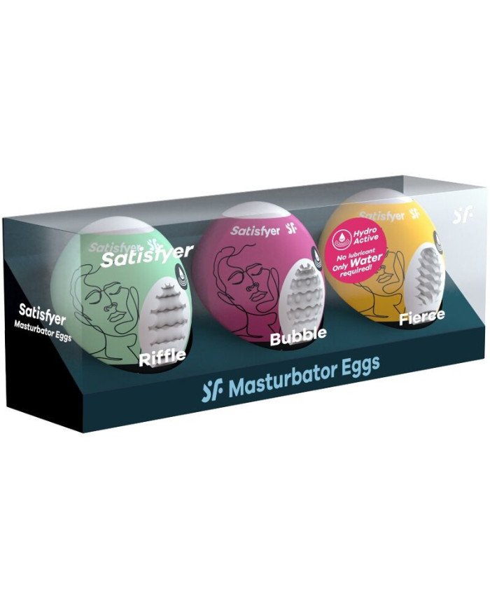 SATISFYER - 3 OEUFS MASTURBATEURS RIFFLE, BUBBLE & FIERCE