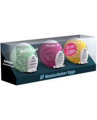 SATISFYER - 3 OEUFS MASTURBATEURS RIFFLE, BUBBLE & FIERCE