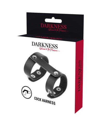 DARKNESS - ANNEAU DE PÉNIS ET TESTICULES RÉGLABLE EN CUIR