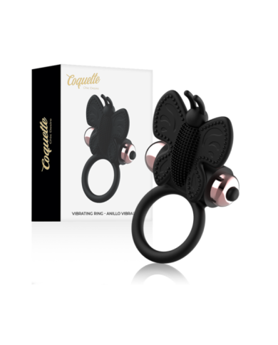COQUETTE CHIC DESIRE - COCKRING PAPILLON AVEC VIBRATEUR NOIR / OR