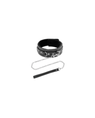 DARKNESS - COLLIER FOURRURE NOIR AVEC LAISSE