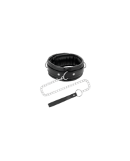 DARKNESS - COLLIER DOUX NOIR AVEC LAISSE EN CUIR
