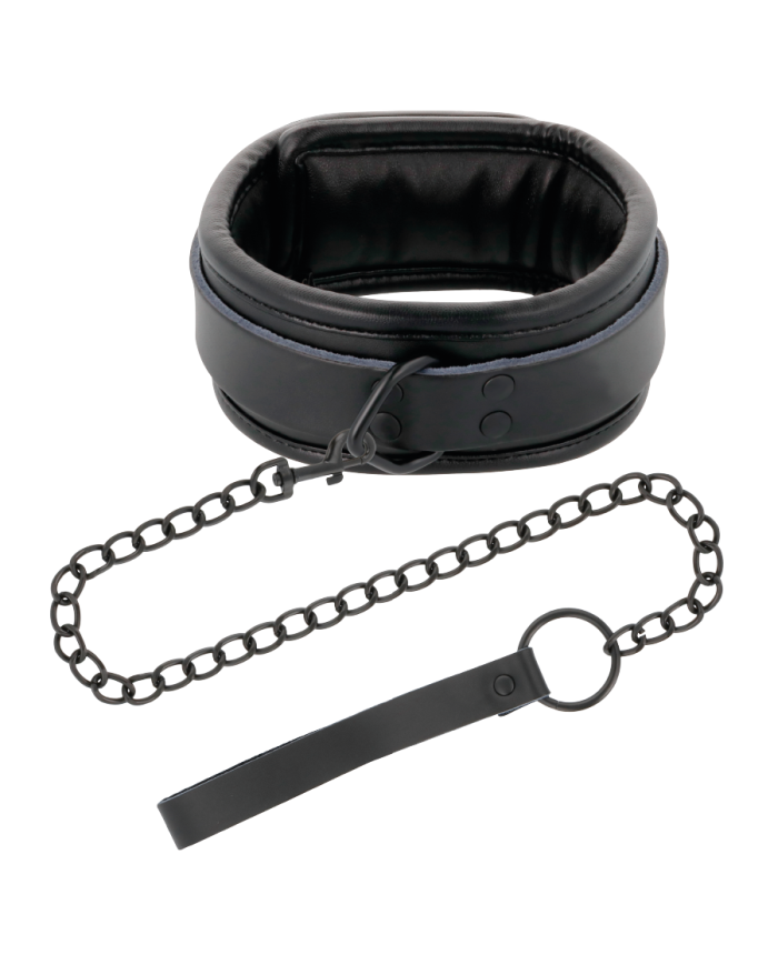 DARKNESS - COLLIER COMPLET NOIR AVEC LAISSE
