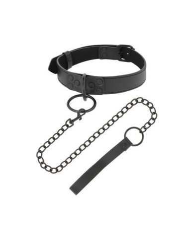 DARKNESS - COLLIER COMPLET FIN NOIR AVEC LAISSE