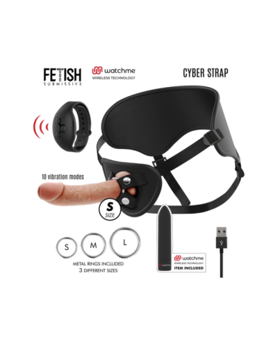 FETISH SUBMISSIVE CYBER STRAP - HARNAIS TÉLÉCOMMANDE ET BULLET VIBRANT TECHNOLOGIE WATCME S